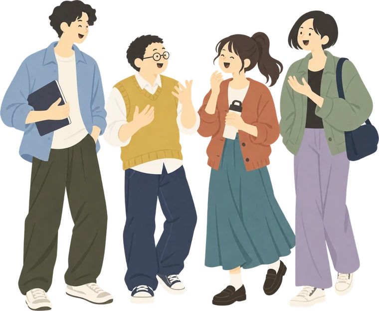 話しながら歩く学生たち